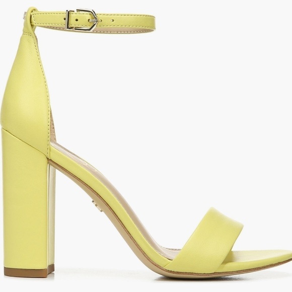 Sam Edelman Yaro Heeled Ankle Strap Sandals in Butter Yellow New in Box - Picture 3 of 9